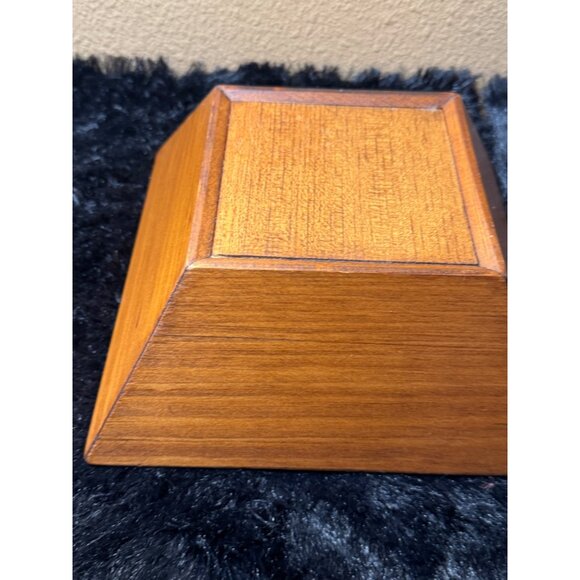 Mid-Century Modern Square Wooden Serving Bowl Handmade Walnut Finish - Picture 5 of 8